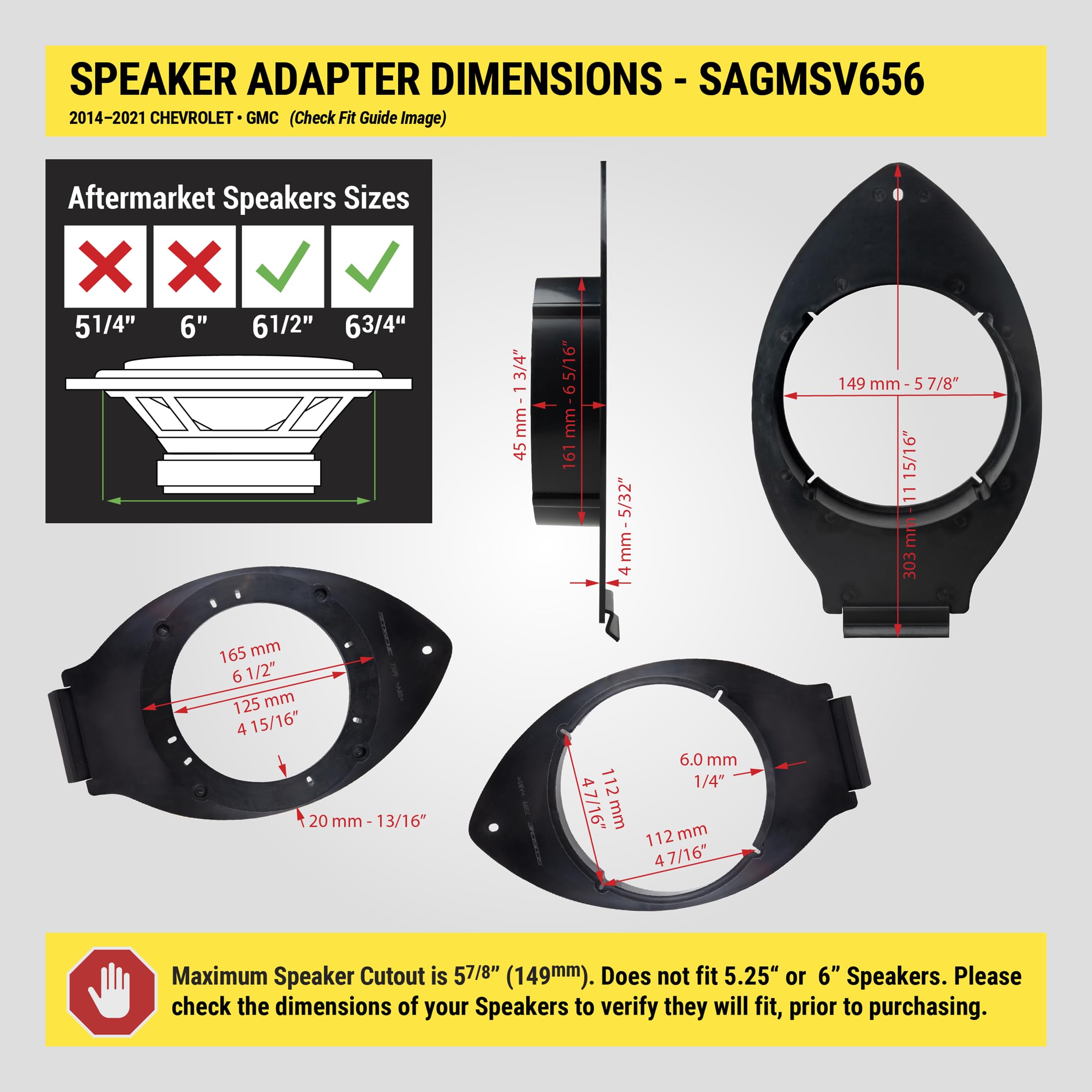 Amazon.com: Scosche SAGMSV656 6.5-6.75” Speaker Adapters